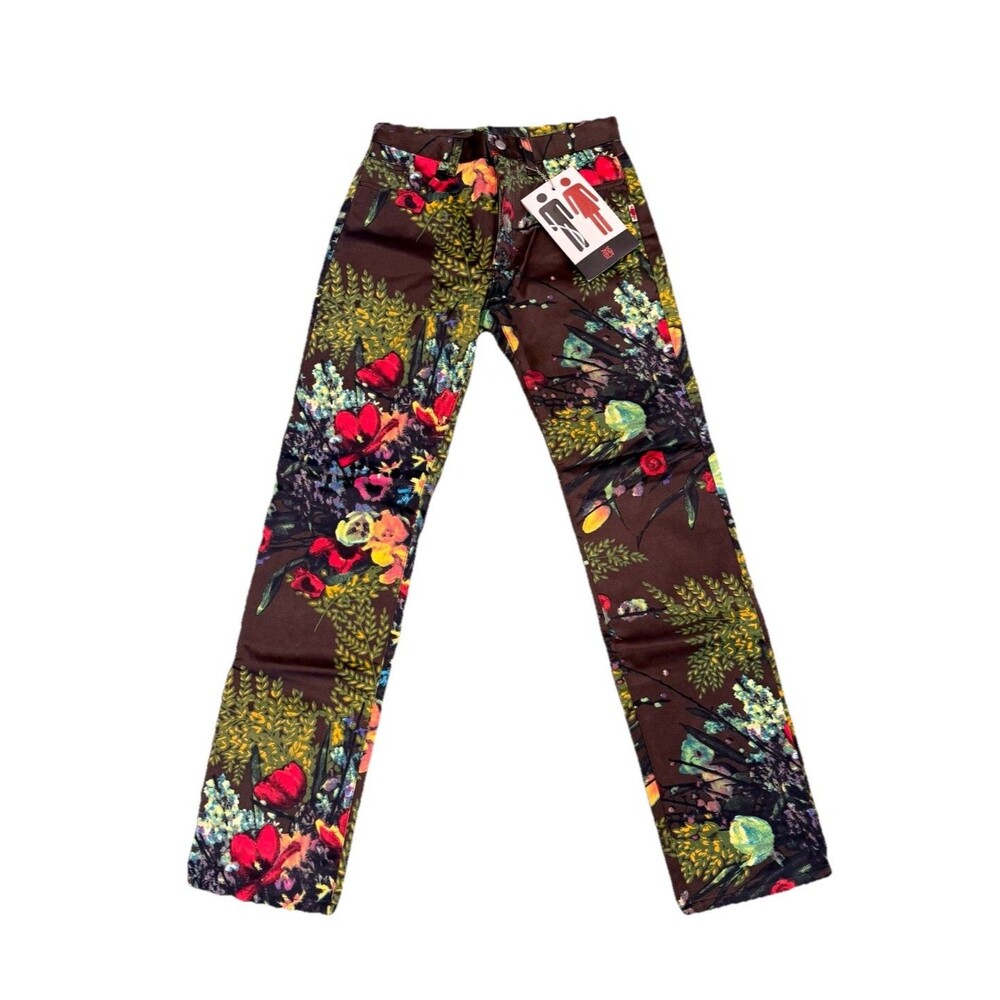 90s Jean Paul Gaultier JPG JEAN'S Satin Brown Floral Pants RARE NEW WITH TAG 28